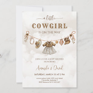 Cowgirl Western Brown Plaid Baby shower Invitation