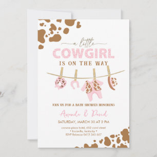 Cowgirl Western Brown Plaid Baby shower Invitation