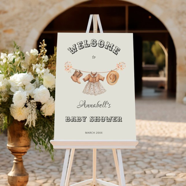 Cowgirl Western Clothes Girl Baby Shower Welcome Foam Board (Creator Uploaded)