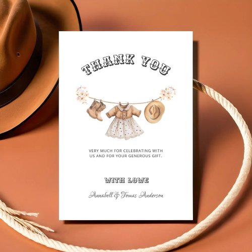 Cowgirl Western Country Baby Shower Thank You Card