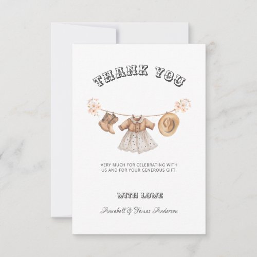 Cowgirl Western Country Baby Shower Thank You Card