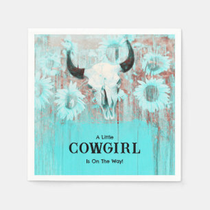 Cowgirl Western Country Floral Teal Baby Shower Napkins