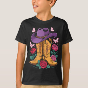 Cowgirl Western Cowboy Hat Boots With Roses Countr T-Shirt