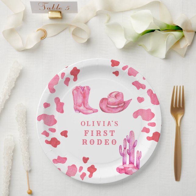 Cowgirl Western First Rodeo Birthday Party  Paper Plates (Wedding)