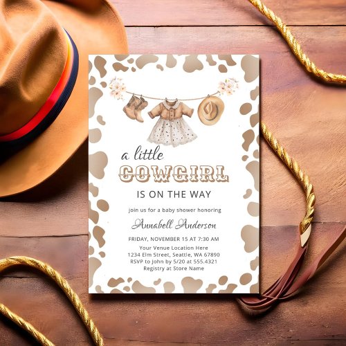 Cowgirl Western Hat Boots Dress Baby Shower Invitation