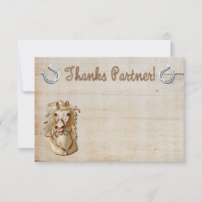 Cowgirl Western Horse Thank you notes (Front)
