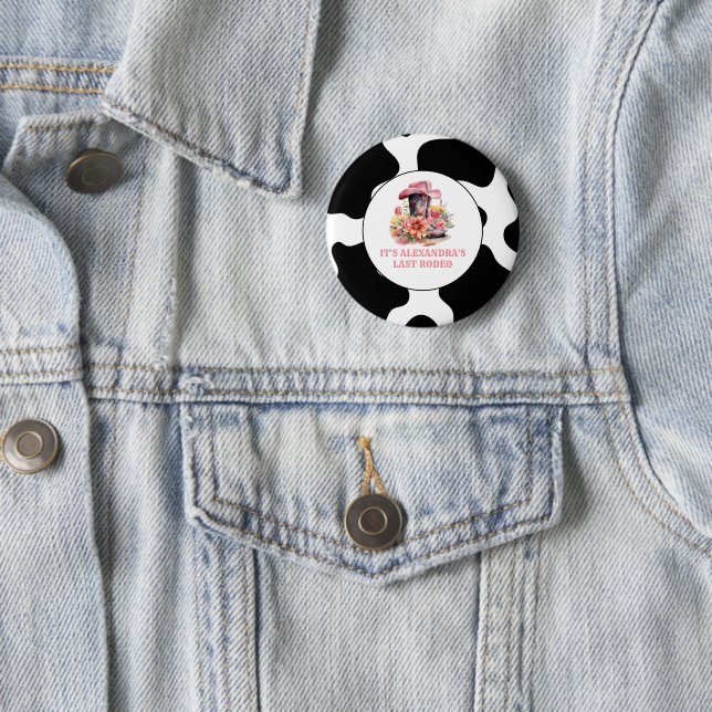 Cowgirl Western Last Rodeo Bachelorette Party Button (In Situ)