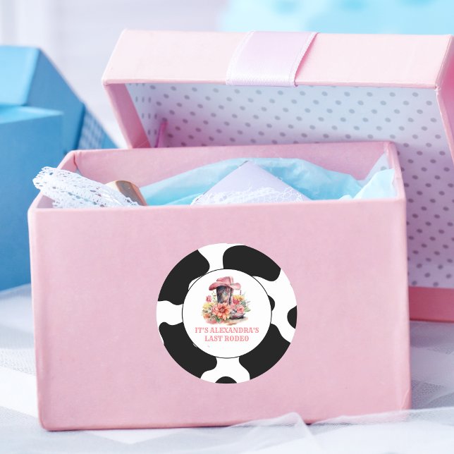 Cowgirl Western Last Rodeo Bachelorette Party Classic Round Sticker (Creator Uploaded)