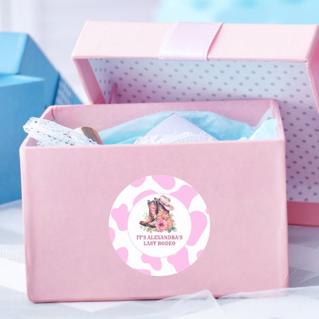 Cowgirl Western Last Rodeo Bachelorette Party Classic Round Sticker (Creator Uploaded)