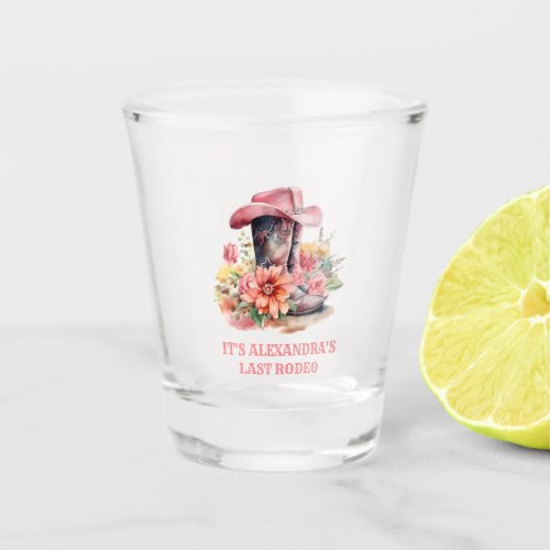Cowgirl Western Last Rodeo Bachelorette Party Shot Glass
