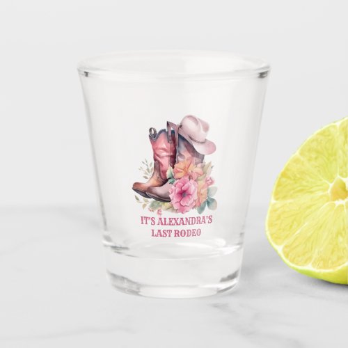 Cowgirl Western Last Rodeo Bachelorette Party Shot Glass