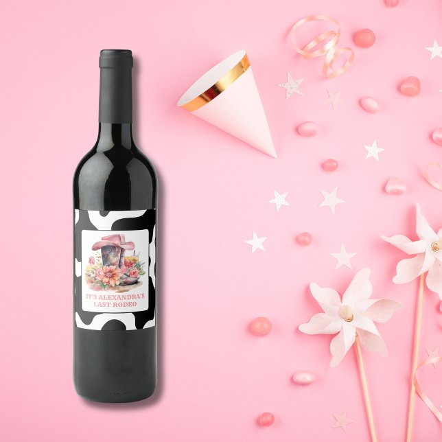 Cowgirl Western Last Rodeo Bachelorette Party Wine Label (Creator Uploaded)