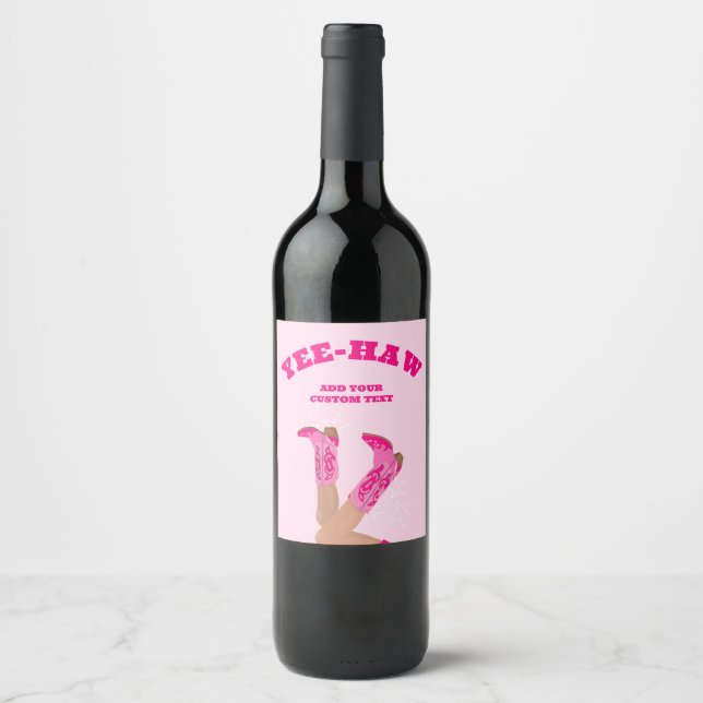 Cowgirl Western Personalized Wine Label (Front)
