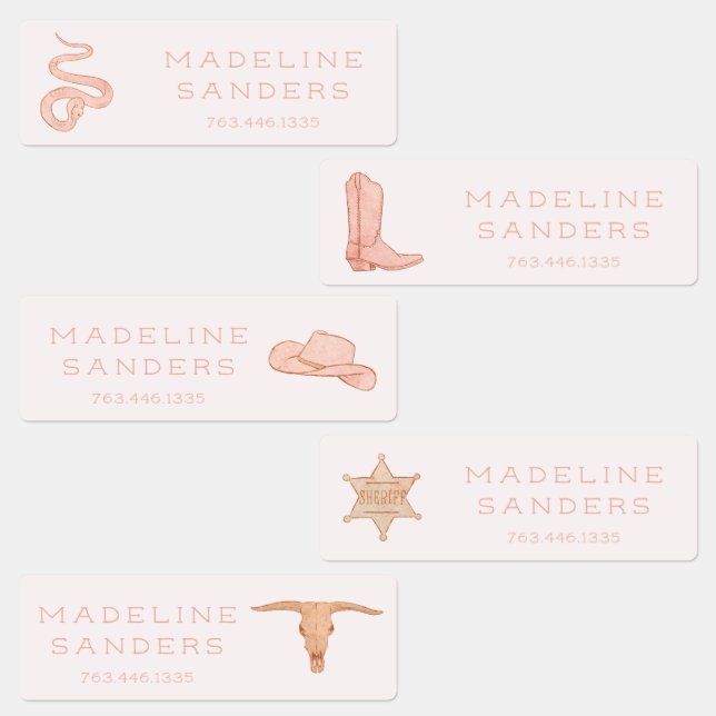 Cowgirl Western Pink Kids Labels (Group)