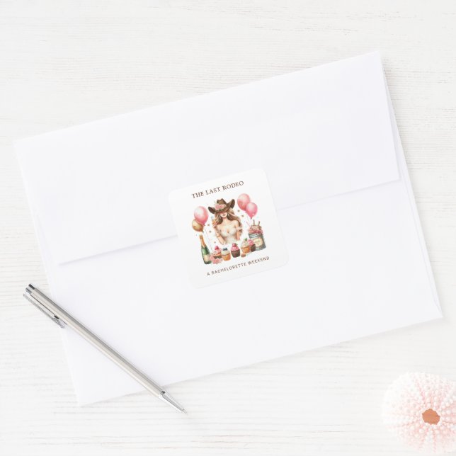 Cowgirl Western Rodeo Square Sticker (Envelope)