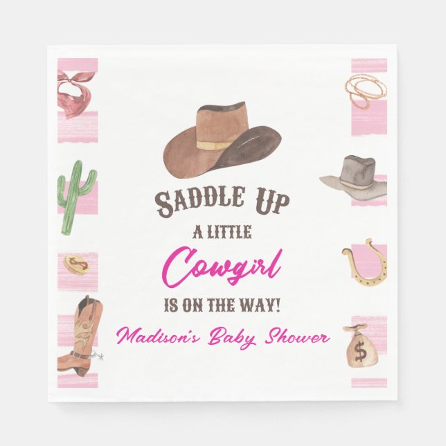 Cowgirl Western Rodeo Wild West Baby Shower Napkins (Front)