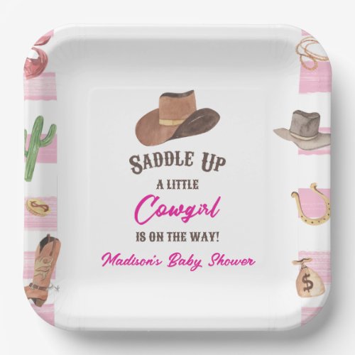 Cowgirl Western Rodeo Wild West Baby Shower Paper Plates
