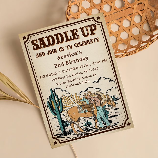Cowgirl Western Rodeo Wild West Birthday Party Invitation (Creator Uploaded)