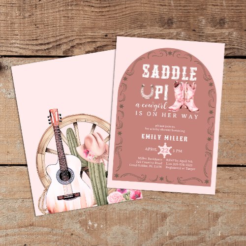 Cowgirl Western Watercolor girl Baby Shower Invitation