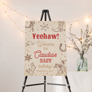 Cowgirl Western Welcome Birthday Sign Poster