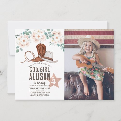 Cowgirl Western Wild West Floral Birthday Invitation