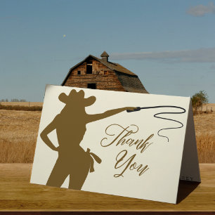 Cowgirl Whip Bridal Shower Letterpress Thank You Card
