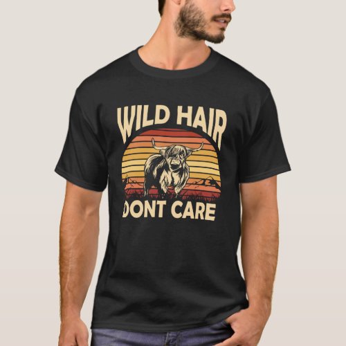 Cowgirl Wild Hair Retro Sunset Scottish Highland C T-Shirt