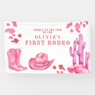 Cowgirl Wild West 1st Rodeo Birthday Party Banner
