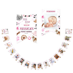 Cowgirl Wild West 1st Rodeo Ranch Birthday Party Bunting Flags