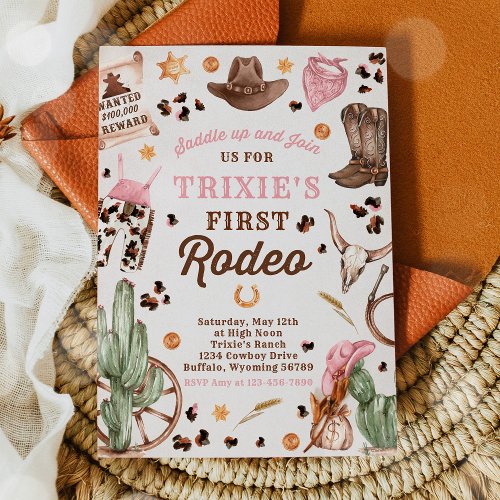Cowgirl Wild West 1st Rodeo Ranch Birthday Party Invitation