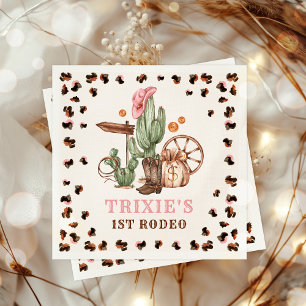 Cowgirl Wild West 1st Rodeo Ranch Birthday Party Napkins