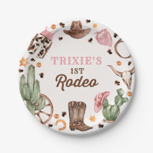 Cowgirl Wild West 1st Rodeo Ranch Birthday Party Paper Plates