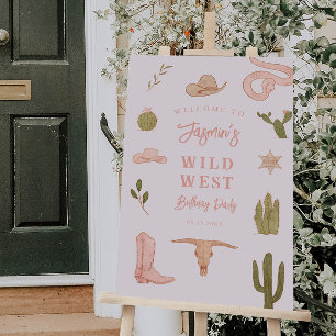 Cowgirl Wild West Birthday Welcome Sign