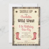 Cowgirl Wild West Gingham Birthday Invitation (Front)