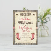 Cowgirl Wild West Gingham Birthday Invitation (Standing Front)