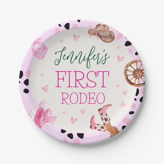 Cowgirl Wild West Rodeo Birthday Party  Paper Plates (Front)