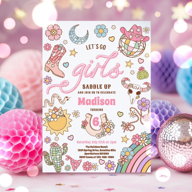 Cowgirl Wild West Rodeo Disco Birthday Party  Invitation (Creator Uploaded)