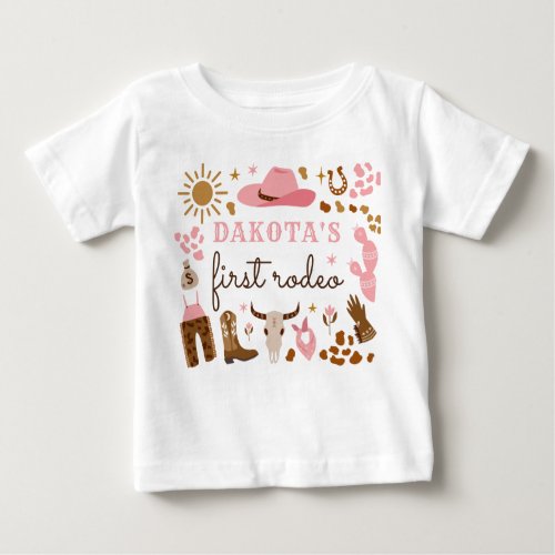 Cowgirl Wild West Rodeo Ranch 1st Birthday Outfit  Baby T_Shirt