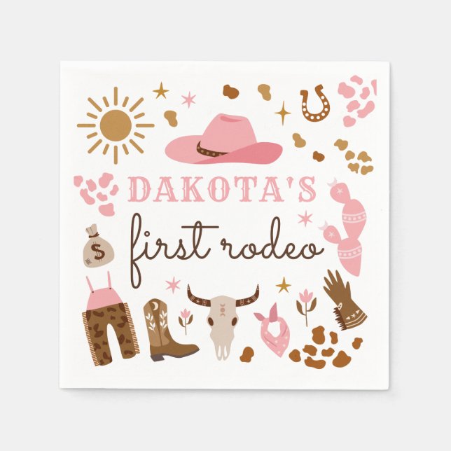 Cowgirl Wild West Rodeo Ranch Birthday Party Decor Napkins (Front)