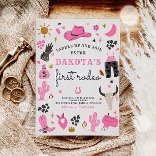 Cowgirl Wild West Rodeo Ranch Birthday Party Invitation