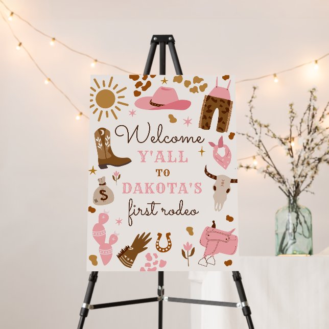 Cowgirl Wild West Rodeo Ranch Birthday Welcome  Foam Board (In Situ (Stand))