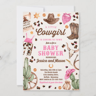 Cowgirl Wild West Rodeo Ranch Girl Baby Shower Invitation