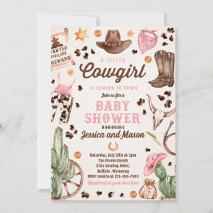 Cowgirl Wild West Rodeo Ranch Girl Baby Shower Invitation