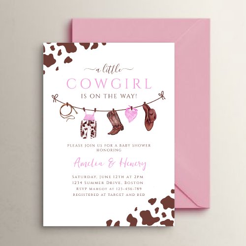 Cowgirl Wild West Rodeo Western GIRL Baby Shower Invitation