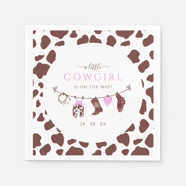 Cowgirl Wild West Rodeo Western girl Baby Shower Napkins (Front)