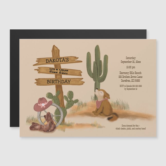 Cowgirl Wild West Rustic Fun Birthday Invitation (Front/Back)