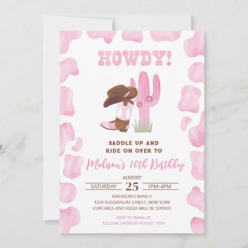 Cowgirl Wild West Western Birthday Invitations