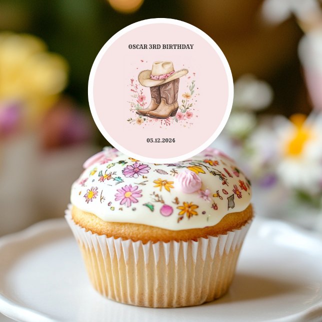 Cowgirl Wildflowers Bash Birthday Pink | Western Classic Round Sticker (Creator Uploaded)