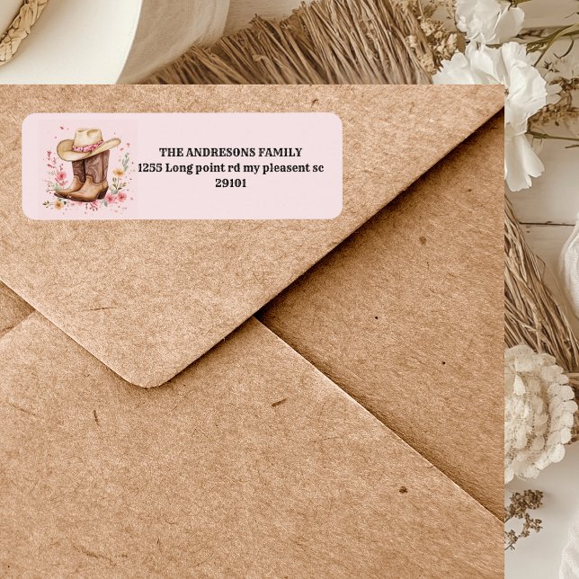 Cowgirl Wildflowers Bash Birthday | Pink Western Label (Creator Uploaded)