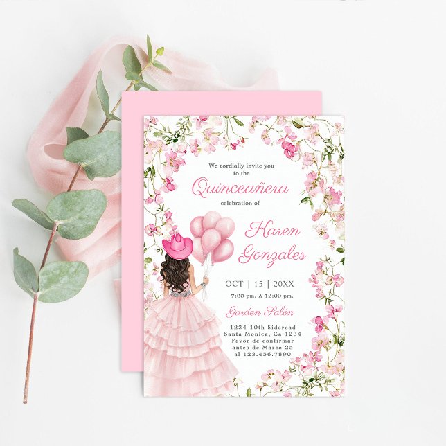 Cowgirl with Balloons Quinceañera Invitation (Creator Uploaded)